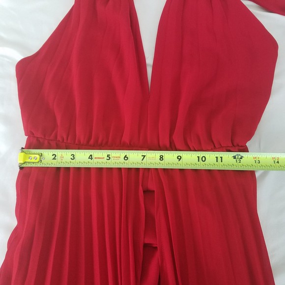 Lush Dress Womens Small Red Sleeveless Party Split Maxi Romper Halter Neck Zip - Picture 6 of 16